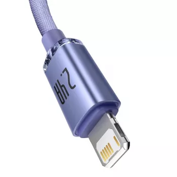 Baseus Crystal Shine Lightning na USB-A kabel 1,2 m fialový, 2,4 A rychlé nabíjení