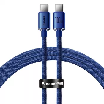 Baseus USB-C na USB-C Crystal Shine kabel 100W 1,2 m modrý