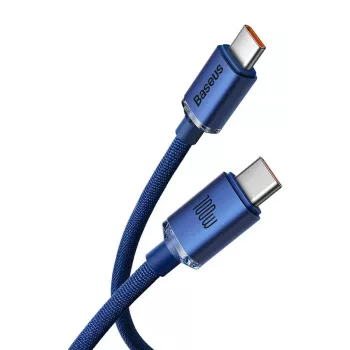 Baseus USB-C na USB-C Crystal Shine kabel 100W 1,2 m modrý