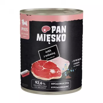 PAN MIĘSKO Puppy krůtí s hovězím mokré krmivo pro psy 800g – kompletní a vyvážené bezobilné konzervované krmivo pro štěňata všech plemen