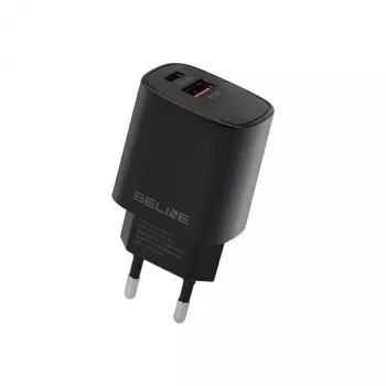 Beline GaN 30W USB-C PD + USB-A QC Wall Charger Black (Head Only)