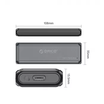 Orico DDM2-C3-G2 M.2 NVMe SSD pouzdro USB-A USB-C 3.2 10Gb/s šedé