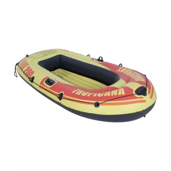 SUNCLUB Tropicana 200 Inflatable Boat – 1-Person Dinghy with Inflatable Floor, Blue/Yellow, PVC