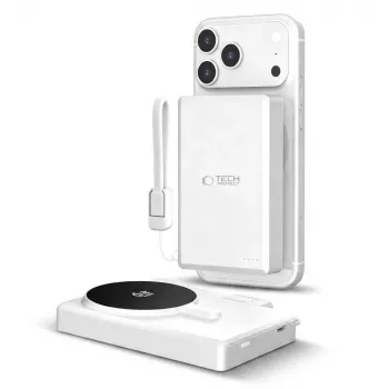 TECH-PROTECT PB40 LIFEMAG MagSafe Power Bank 10000mAh 25W Qi2.2 White/Silver