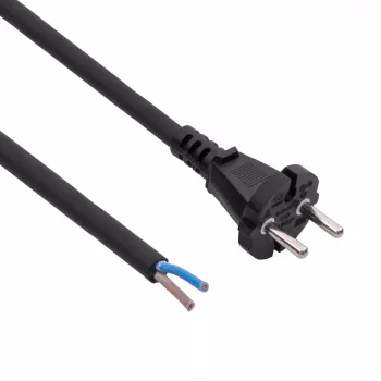 Akyga AK-OT-06S pryžový napájecí kabel H05RR-F 2 x 1,5 mm², zástrčka CEE 7/17 na volný konec, 5 m, černý