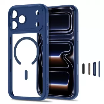 Pouzdro TECH-PROTECT MagPeak MagSafe Clear pro iPhone 17 Pro Max / 18 Pro Max – tmavě modré