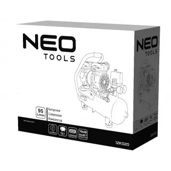 NEO TOOLS TOP-12K020 24L olejem mazaný vzduchový kompresor, 1,5 kW, 8 bar, 180 L/min, 230V