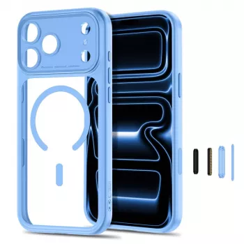 Pouzdro TECH-PROTECT MagPeak MagSafe Clear pro iPhone 17 Pro Max / 18 Pro Max – světle modré