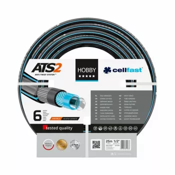 Zahradní hadice CELLFAST HOBBY ATS 1 10 m – 1/2 inch 3vrstvá anti-twist PVC, tlak při prasknutí 20 bar, odolná UV a řasám, zelená/žlutá