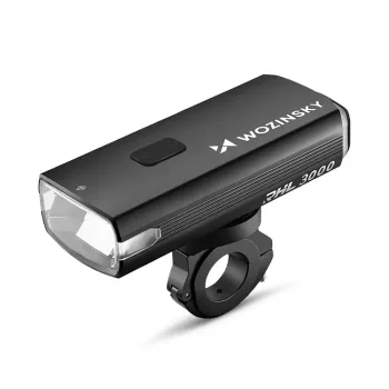 WOZINSKY 3000 lumenů USB-C nabíjecí cyklistické světlo s funkcí powerbanky - černé