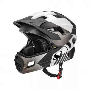 ROCKBROS TS-61 dětská cyklistická helma s odnímatelným chráničem brady, velikost S (48-52 cm), šedá