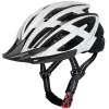 Horská cyklistická helma WOZINSKY s odnímatelným štítem a zadním USB světlem 54-57 cm, černo-bílá