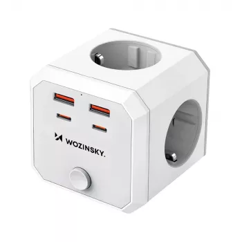Wozinsky WKZ-4B Power Cube 4x AC 2x USB-A 2x USB-C PD 20W 4000W White