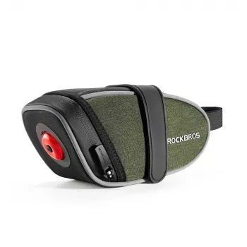 Lehká sedlová brašna ROCKBROS C52-2 se světlem 250 mAh, zelená