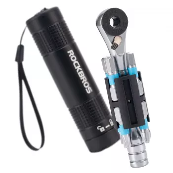 ROCKBROS TG-8601 ráčnový multifunkční nástroj na kolo s bity z oceli S2, válcové hliníkové tělo, černý