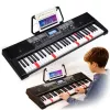 Přenosné vzdělávací keyboard MK 2115 37klávesové elektronické piano s 8 tóny, 8 rytmy, 4 demo skladbami, vstupem pro mikrofon, černé