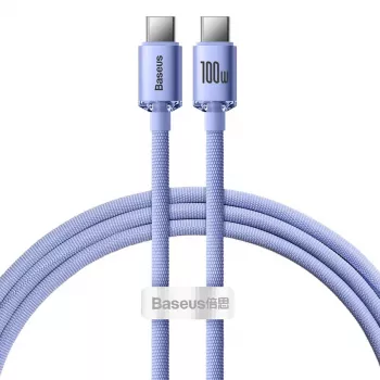 Baseus Crystal Shine USB-C na USB-C 100W PD rychlonabíjecí a datový kabel, 1,2 m, fialový