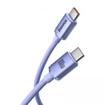 Baseus Crystal Shine USB-C na USB-C 100W PD rychlonabíjecí a datový kabel, 1,2 m, fialový