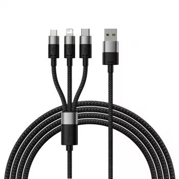 Baseus StarSpeed 3v1 multi nabíjecí kabel USB-C + Micro USB + Lightning 3,5A 1,2 m černý
