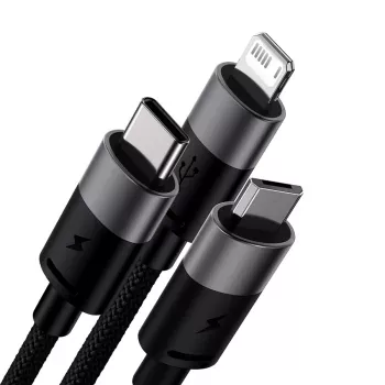 Baseus StarSpeed 3v1 multi nabíjecí kabel USB-C + Micro USB + Lightning 3,5A 1,2 m černý