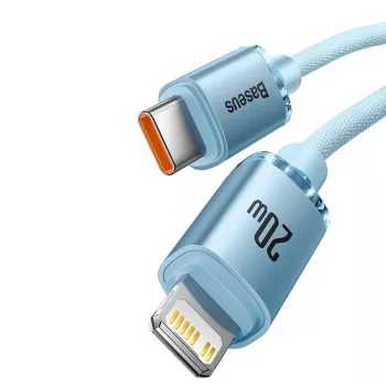 Baseus Crystal Shine USB-C na Lightning kabel 20W, 1,2 m, modrý