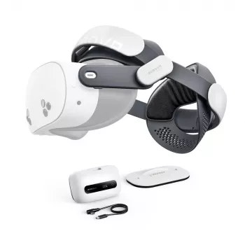Bateriový hlavový popruh BOBOVR M3 Pro+ s baterií 6500 mAh a nabíjecí stanicí pro Meta Quest 3/3S - bílý