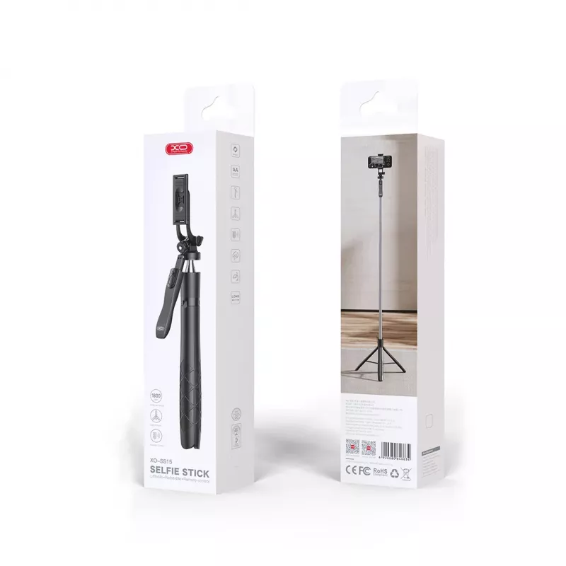 XO SS15 Bluetooth selfie tyč stativ, 180 cm, černá