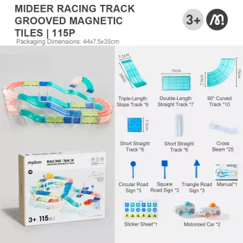 Mideer MD6395 magnetická závodní dráha se 2 auty, 115 dílů, 3+ roky