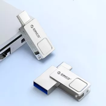 ORICO U301 128 GB Dual USB-A/USB-C flash disk USB 3.2 Gen 1 stříbrný