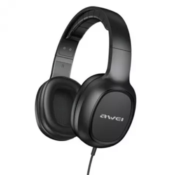 AWEI GM-6 over-ear herní headset s mikrofonem, kabelový 3,5mm jack, 40mm měniče, černý