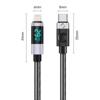 ORICO LDC2L USB-C na Lightning kabel s LED zobrazením výkonu, PD 29W, 480 Mbps, 1,5 m, černý