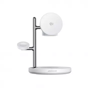 JOYROOM JR-W23 Qi2 4v1 bezdrátová nabíjecí stanice s nočním světlem - bílá