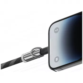 USAMS SJ746 30W USB-C na Lightning nabíjecí kabel s poutkem 1,2 m růžový