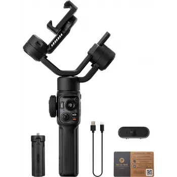 Zhiyun C030124ABR1 tříosý stabilizátor gimbal pro smartphone s vestavěným doplňkovým světlem, Bluetooth 5.0, 2600mAh baterie, až 25 h výdrž, podporuje telefony 50-90mm, černá