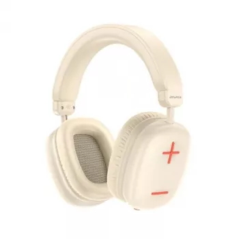 AWEI AT6 bezdrátová over-ear Bluetooth sluchátka s mikrofonem, béžová/off-white, skládací, 40mm měniče, USB-C, 12 h přehrávání