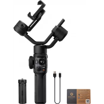 Zhiyun Smooth 5S AI smartphone gimbal s magnetickým doplňovacím světlem, 3osý stabilizátor, nosnost 300g, černý