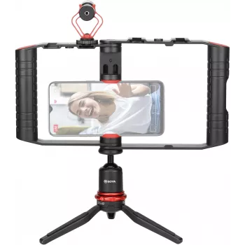 Video kit pro smartphone BOYA BY-VG380 s mikrofonem BY-MM1 Pro, 49-LED světlem a mini stativem