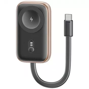 USAMS CD245 2-in-1 bezdrátová nabíječka a powerbanka pro Apple Watch, 1200mAh, USB-C, Tarnish