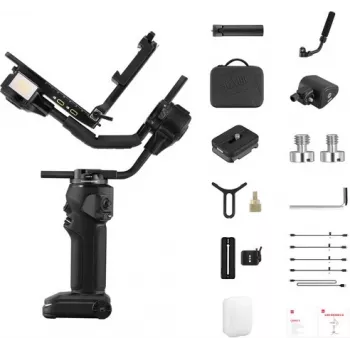 ZHIYUN CRANE 4 COMBO 3osý stabilizátor kamery gimbal s nosností 6kg, 12h baterií, dotykovým displejem a doplňovacím světlem, černý