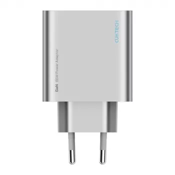 Cuktech 65W GaN nástěnná nabíječka se 2x USB-C a 1x USB-A - šedá