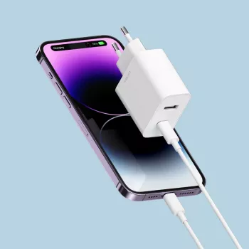 Cuktech A19 30W GaN nástěnná nabíječka USB-A + USB-C - bílá