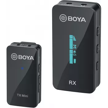 Bezdrátový mikrofonní systém BOYA BY-XM6-S1 Mini 2,4 GHz s lavalierovým mikrofonem, OLED přijímačem, dosah 100 m