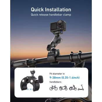 Držák s upínací svorkou TELESIN Magic Arm pro DJI Osmo Action 5 Pro/4/3, Osmo 360, GoPro, Insta360 – S3-HBM-14-TDJ