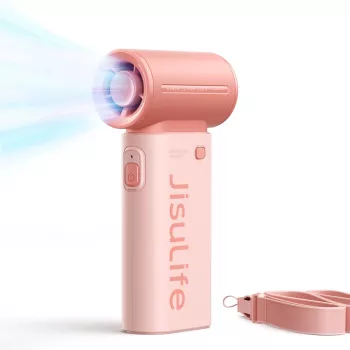 JISULIFE Life9 Handheld Fan 3600mAh USB-C Portable Foldable Desk Fan - Pink