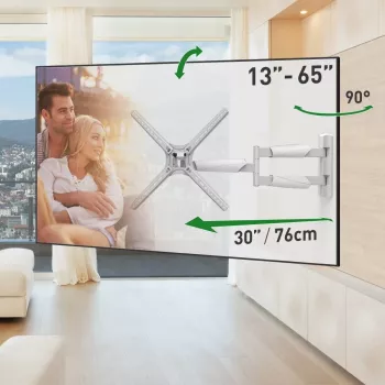 Barkan BM343XLW plně pohyblivý nástěnný držák TV pro obrazovky 13-65 inch, 36 kg, bílý