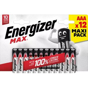 Energizer MAX AAA alkalické baterie, 1,5 V, 12 ks