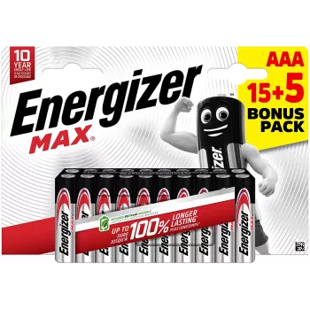 Energizer Max Micro AAA alkalické baterie 1,5 V, 20 ks (E303349400)