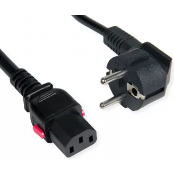 ROLINE uzamykatelný napájecí kabel CEE 7/7 na C13, rovný, 3 m, černý