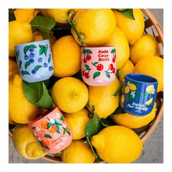 Bialetti Fruit Vibes keramická sada kávových šálků 300 ml, vícebarevná (4 šálky)