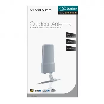 Vivanco VVANOUT42DBG Outdoor Active Antenna for DAB/DAB+ and DVB-T/DVB-T2, 42 dB Gain, F-Connector, Black/Grey